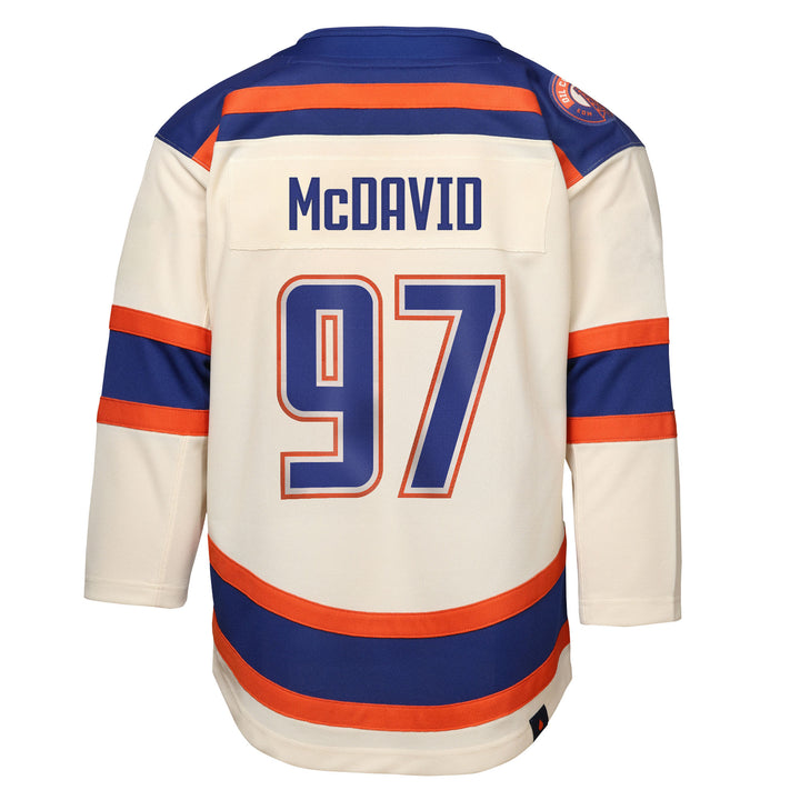 Connor McDavid Edmonton Oilers Kids Cream Alternate Jersey