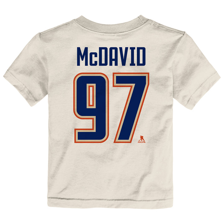 Connor McDavid Edmonton Oilers Toddler Outerstuff Cream Alternate Logo Player Name & Number T-Shirt