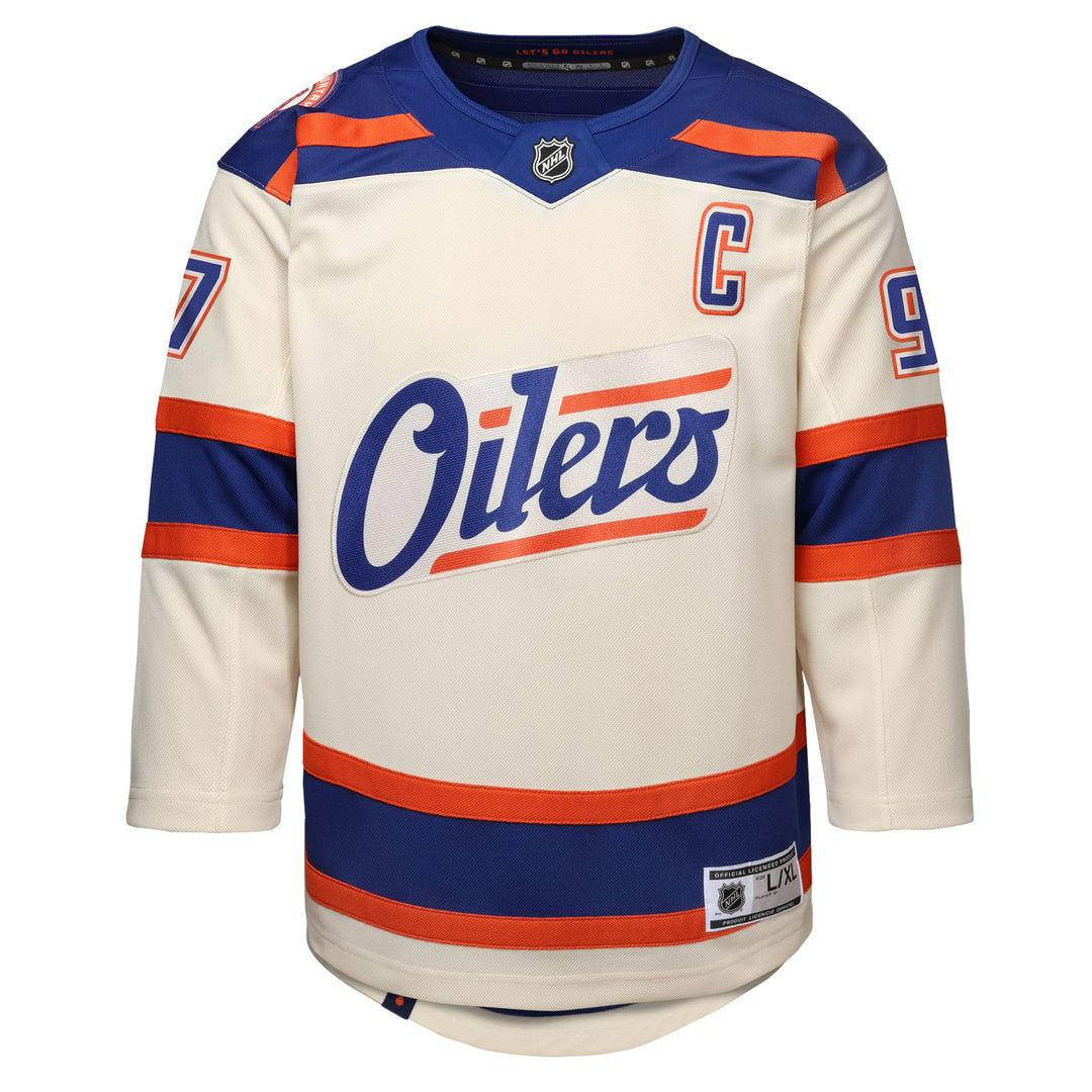 Connor McDavid Edmonton Oilers Kids Cream Alternate Jersey