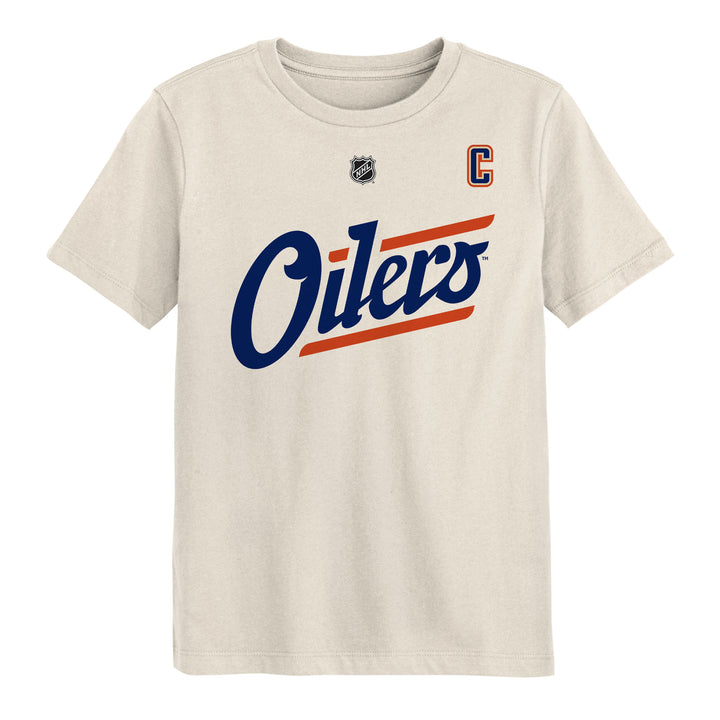 Connor McDavid Edmonton Oilers Youth Outerstuff Cream Alternate Logo Player Name & Number T-Shirt
