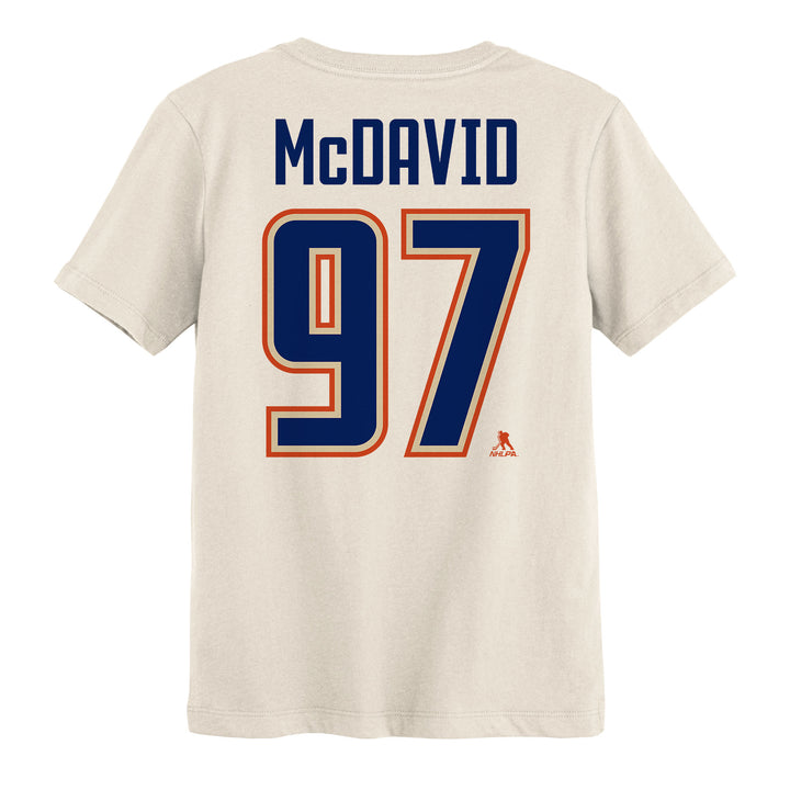 Connor McDavid Edmonton Oilers Youth Outerstuff Cream Alternate Logo Player Name & Number T-Shirt
