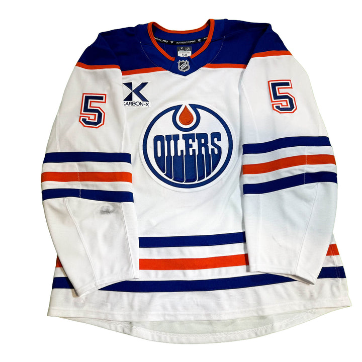 Connor Murphy Edmonton Oilers Game Worn Jersey - 2025-26 Playoffs White Set #1 - D00623