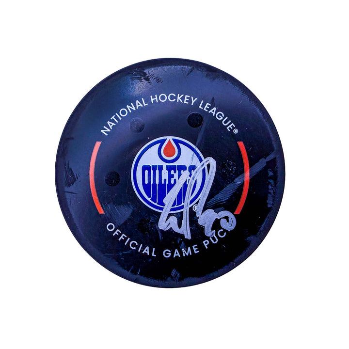 Corey Perry Edmonton Oilers Autographed Playoff Goal Puck - Apr. 27/2025 vs Los Angeles Kings #25101
