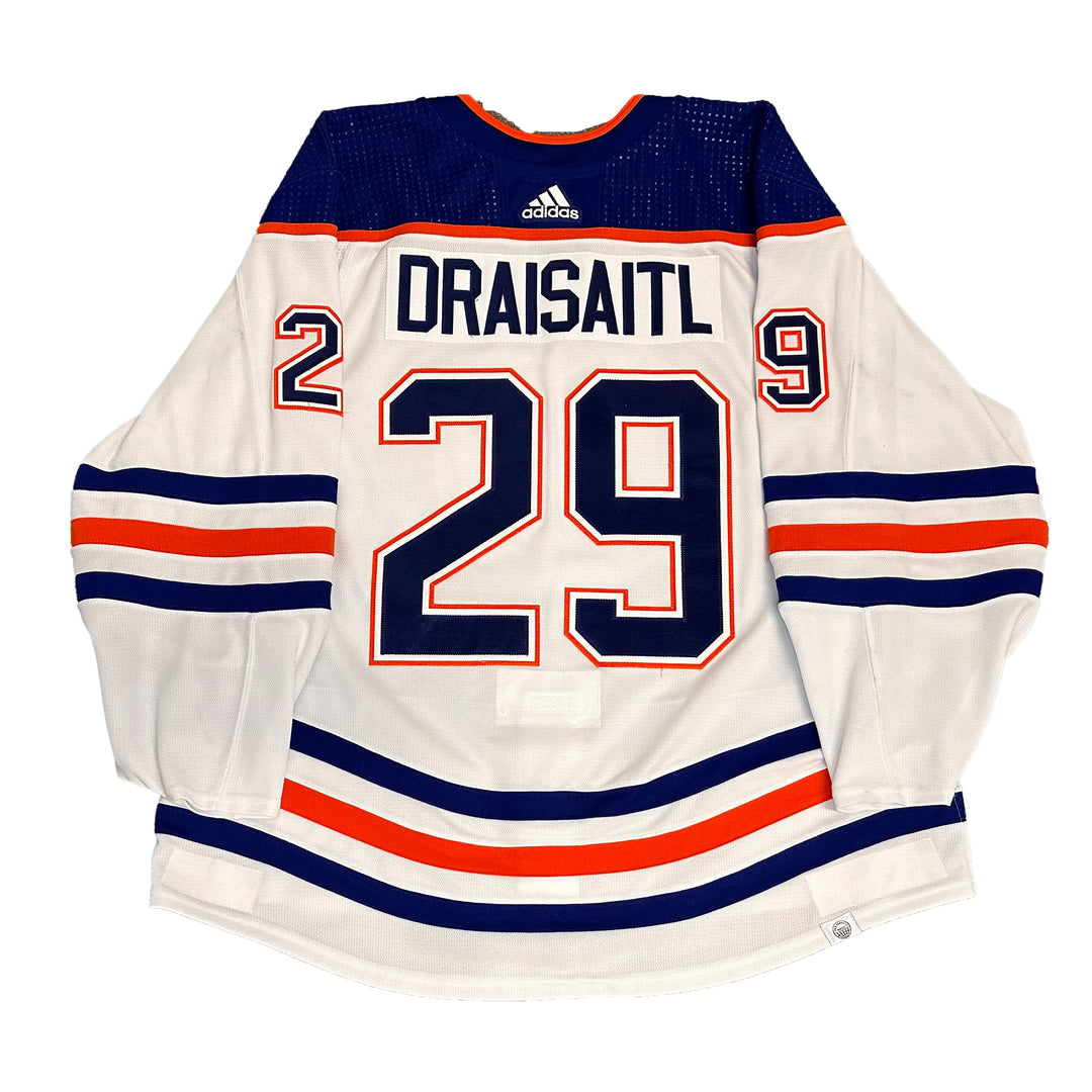 Leon Draisaitl Edmonton Oilers Game Worn Jersey - 2023-24 White Set #2 - B00294