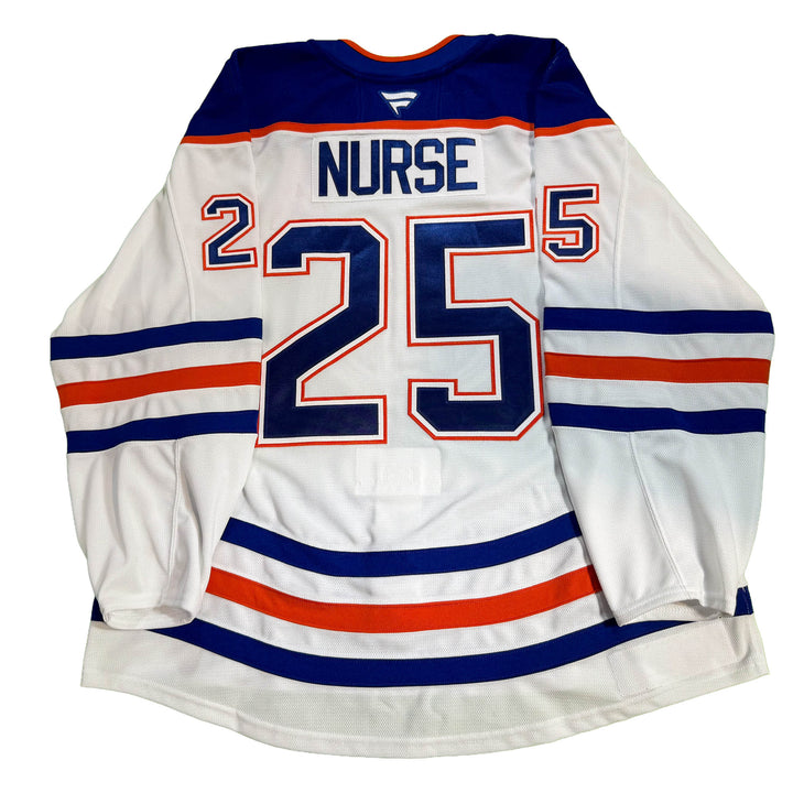 Darnell Nurse Edmonton Oilers Game Worn Jersey - 2025-26 Playoffs White Set #1 - D00632