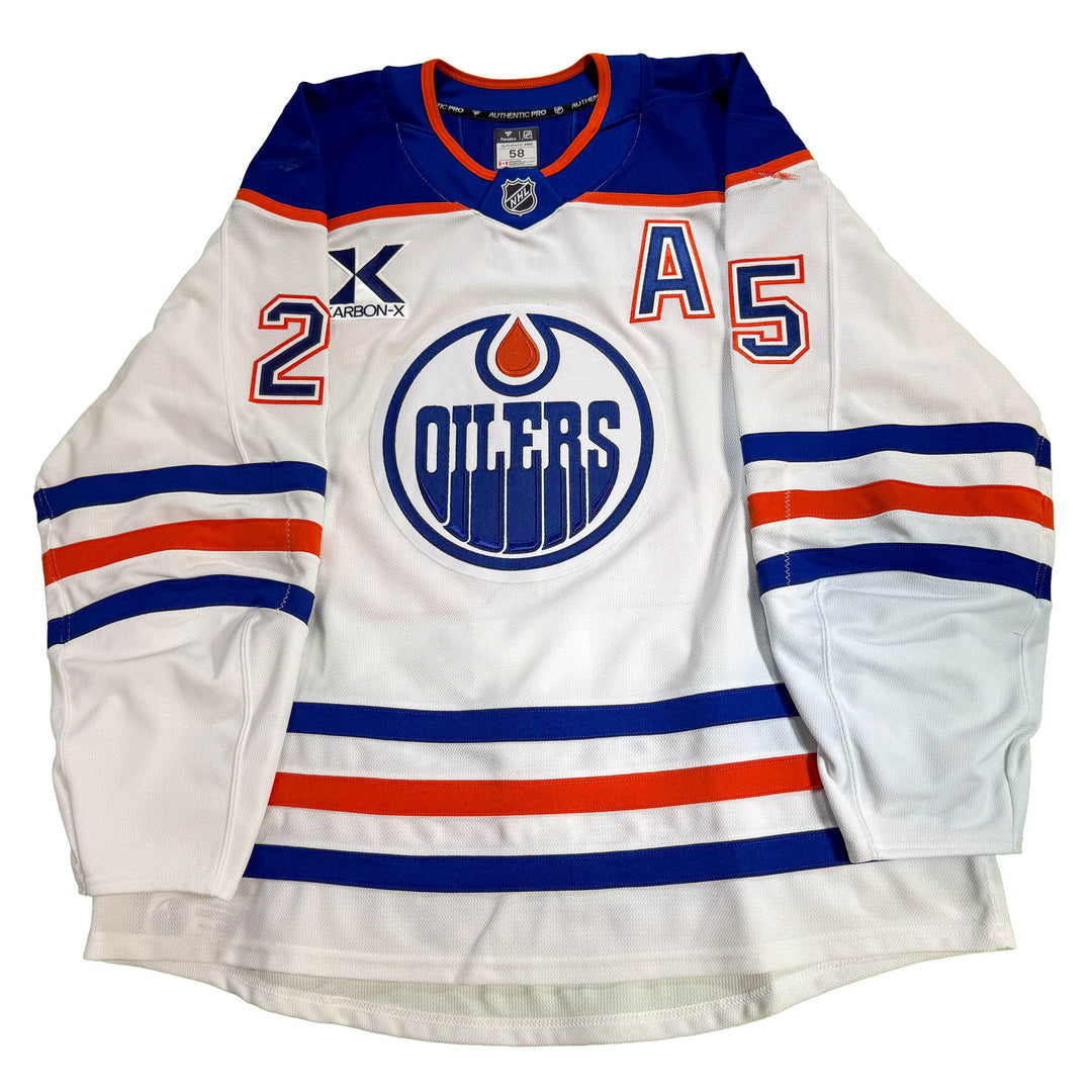 Darnell Nurse Edmonton Oilers Game Worn Jersey - 2025-26 Playoffs White Set #1 - D00632