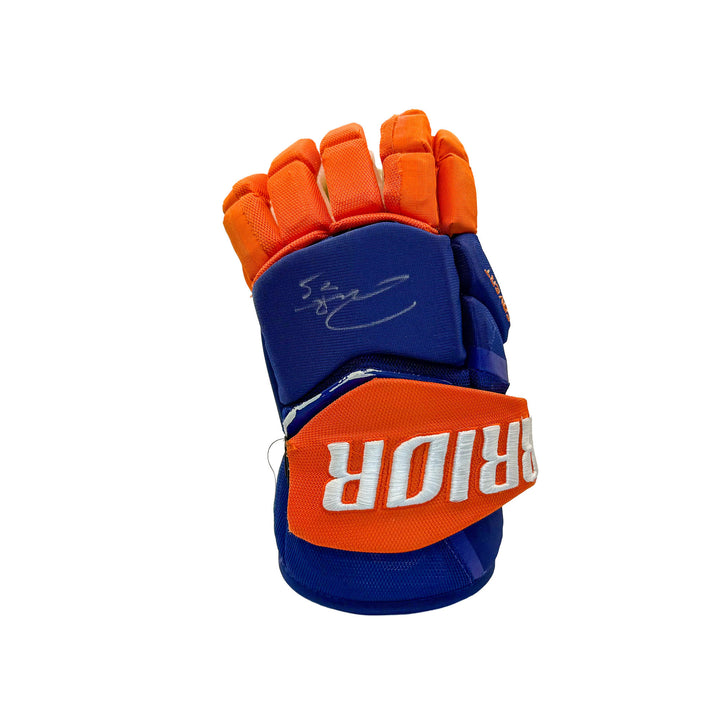 Darnell Nurse Edmonton Oilers Signed Game Worn 2025-26 Warrior Royal Hockey Gloves #26539