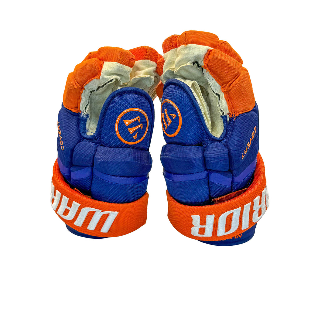 Darnell Nurse Edmonton Oilers Signed Game Worn 2025-26 Warrior Royal Hockey Gloves #26539