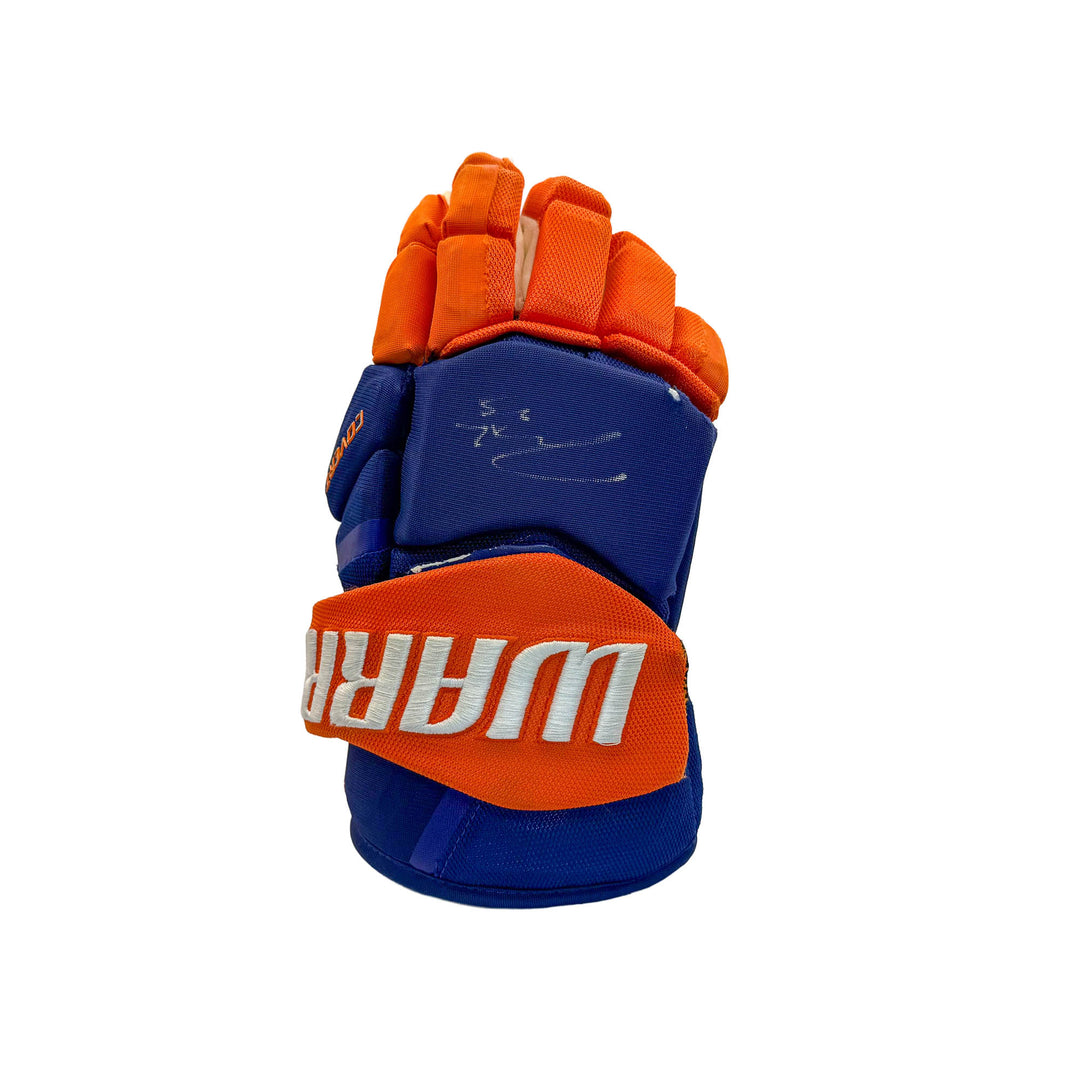 Darnell Nurse Edmonton Oilers Signed Game Worn 2025-26 Warrior Royal Hockey Gloves #26539
