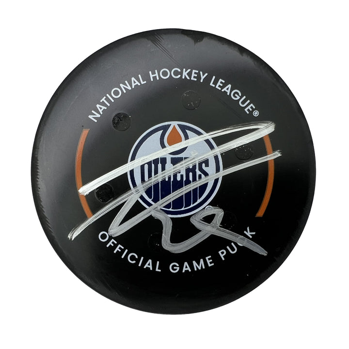 Leon Draisaitl Edmonton Oilers Autographed Playoffs Goal Puck - Apr. 19/2023 vs Los Angeles Kings #24073