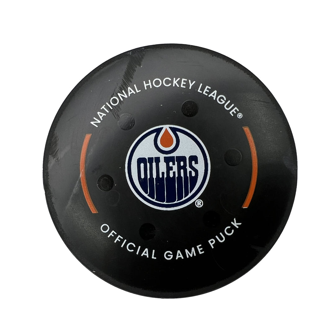 Leon Draisaitl Edmonton Oilers Preseason Goal Puck - Sept. 30/2022 vs Calgary Flames #18602