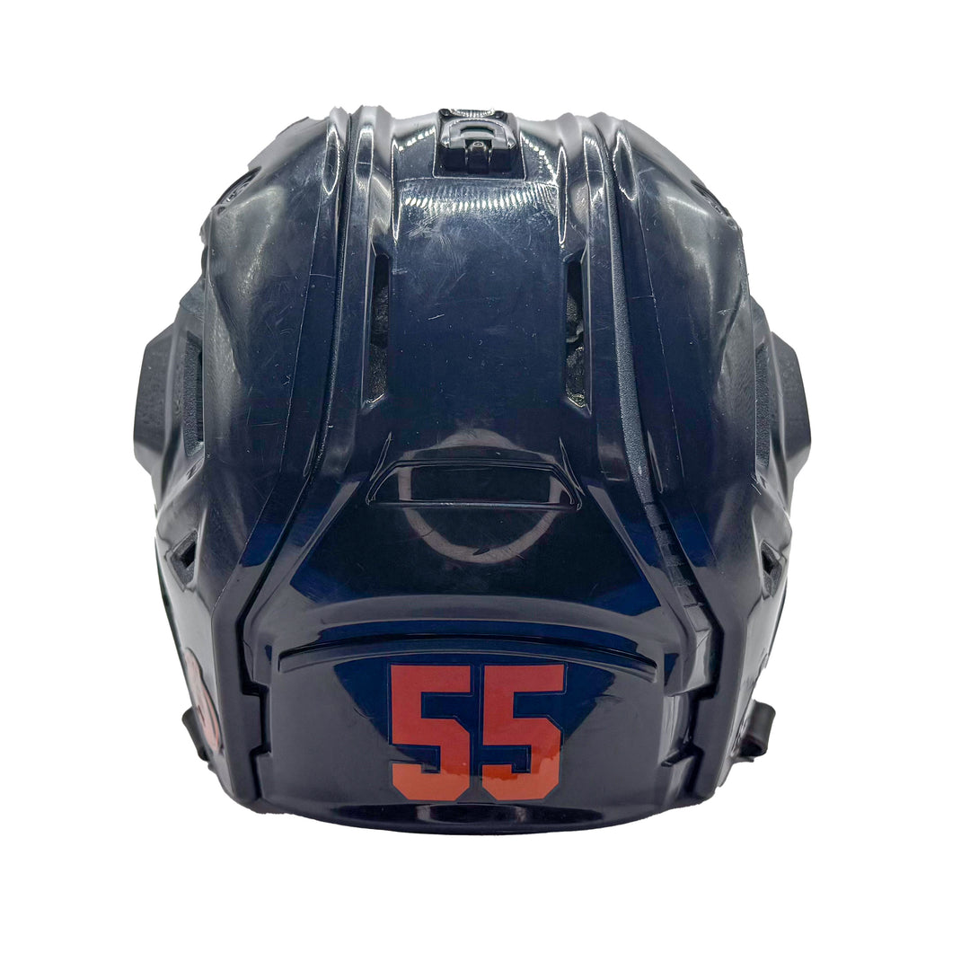 Dylan Holloway Edmonton Oilers Signed Game Worn 2023-24 Bauer Navy Helmet #23028