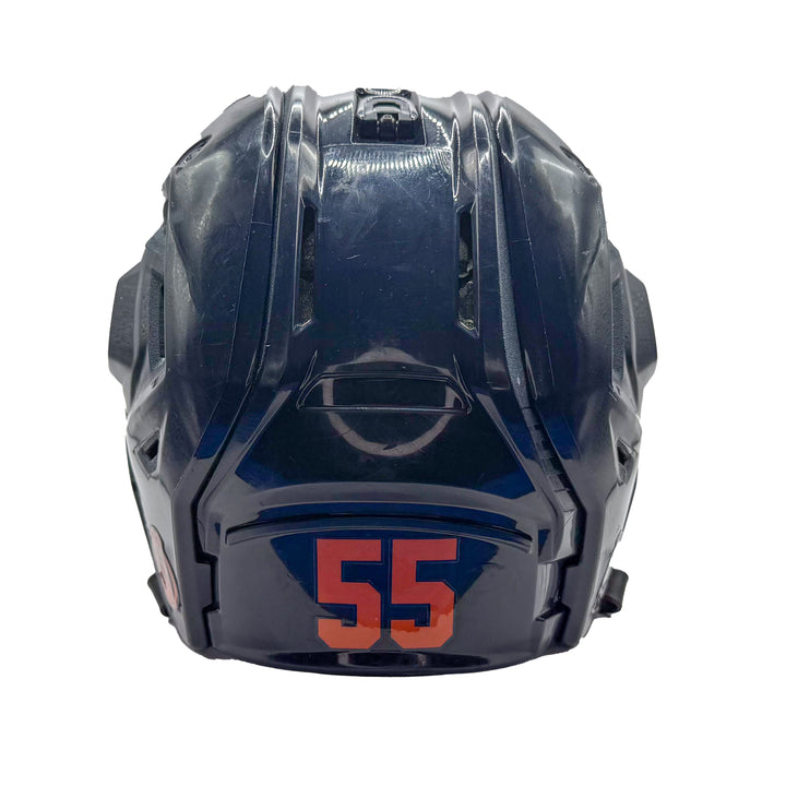 Dylan Holloway Edmonton Oilers Signed Game Worn 2023-24 Bauer Navy Helmet #23028