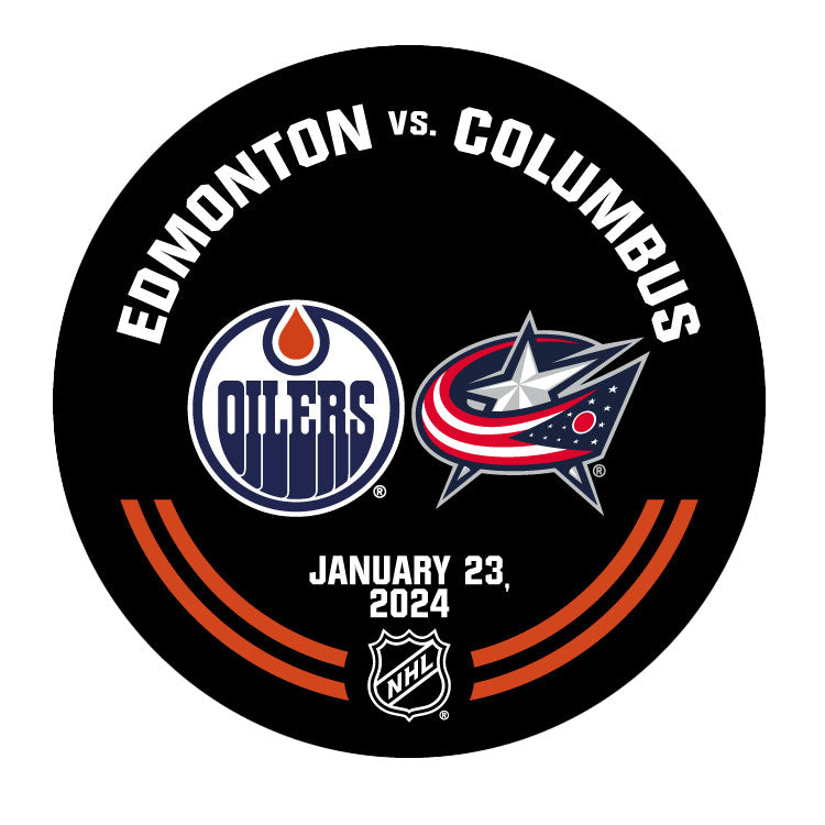 Edmonton Oilers Warm-Up Used Puck - Jan. 23/2024 vs Columbus Blue Jackets *SKINNER FRANCHISE RECORD 11TH STRAIGHT WIN