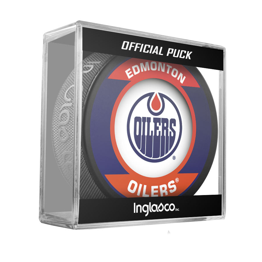 Edmonton Oilers Retro Home Logo Puck w/ Puck Cube