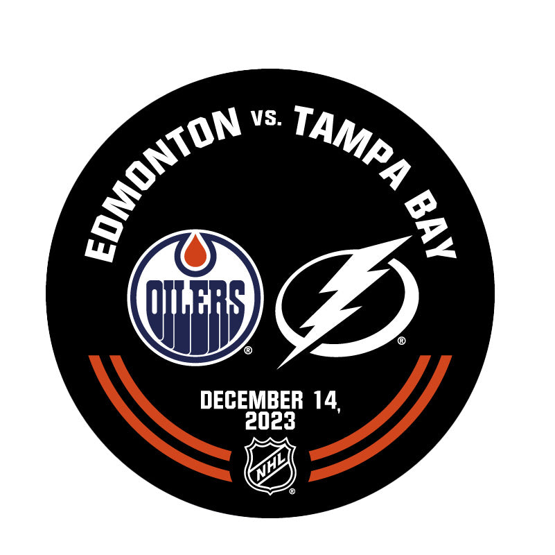 Edmonton Oilers Warm-Up Used Puck - Dec. 14/2023 vs Tampa Bay Lighting