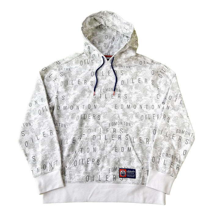 Edmonton Oilers Unisex Authentics Grey & White All Over Printed Hoodie