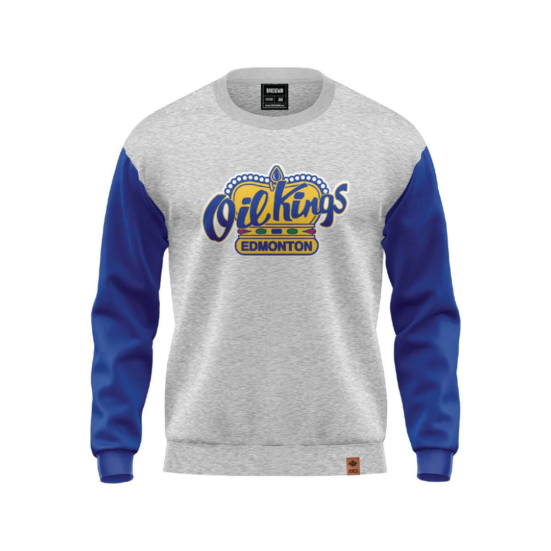 Edmonton Oil Kings Bardown Grey & Blue Two-Tone Crewneck Sweatshirt