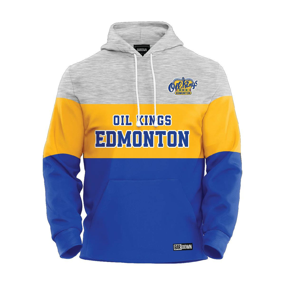 Edmonton Oil Kings Bardown Tri-Color Blocked Hoodie - Grey/Yellow/Blue