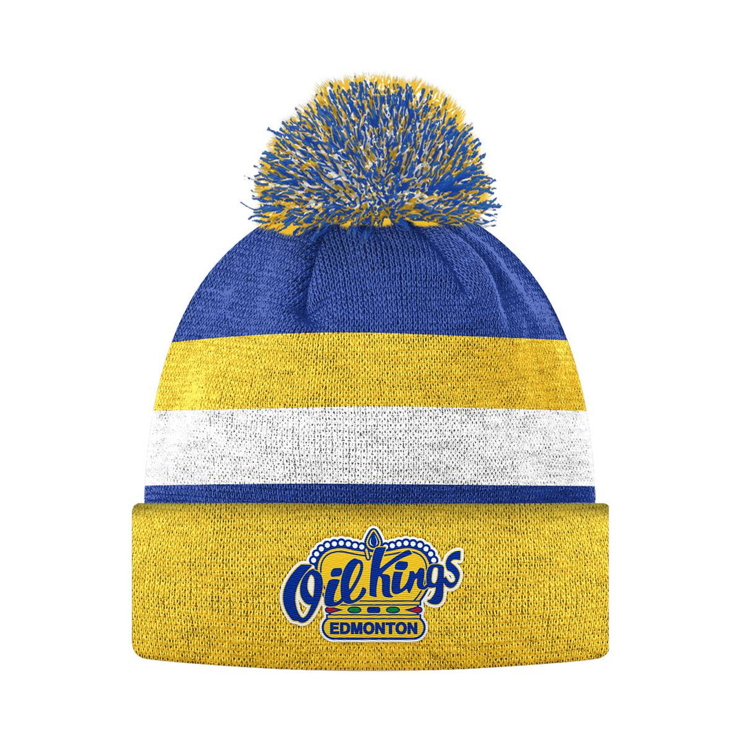 Edmonton Oil Kings Bardown Yellow & Blue Striped Toque w/Pom