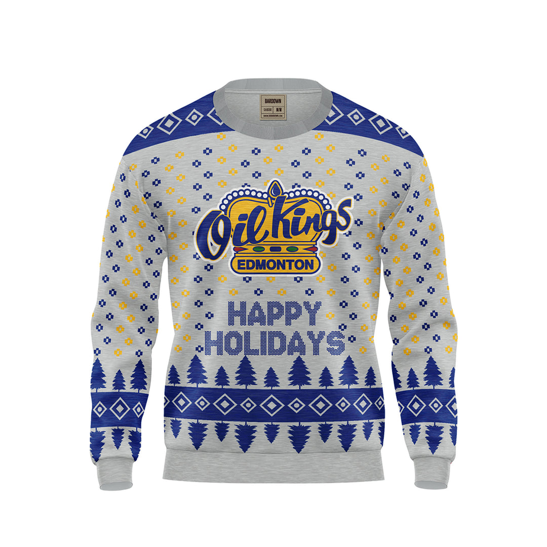 Edmonton Oil Kings Bardown Holiday/Christmas Grey Crewneck Sweatshirt