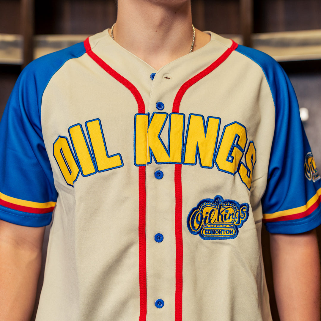 Edmonton Oil Kings Something Inked Cream Fauxback Button Up Jersey