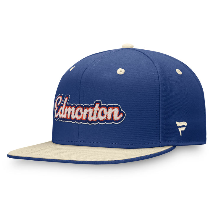 Edmonton Oilers Fanatics 2023 Heritage Classic Team Flat Brim Snapback Hat