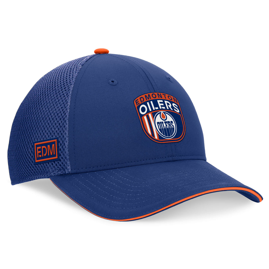Edmonton Oilers Fanatics Blue 2024 NHL Draft Pro On Stage Snapback Mesh Hat