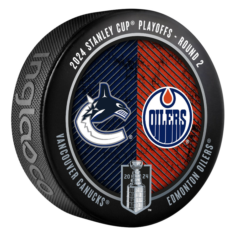 Edmonton Oilers 2024 Stanley Cup Playoffs Dueling Puck - Round 2 vs Vancouver Canucks