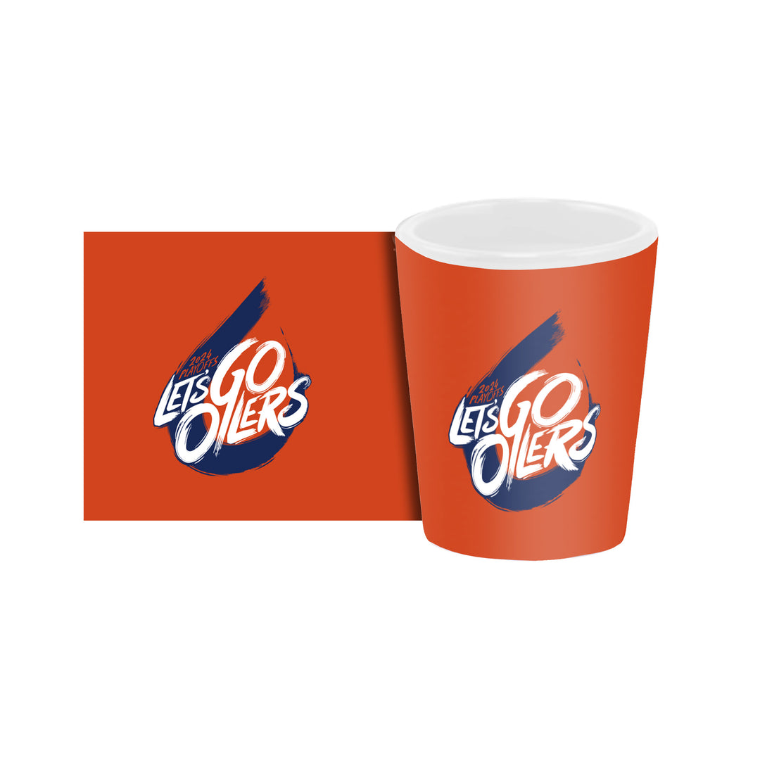 Edmonton Oilers 2024 Stanley Cup Playoffs "Let's Go Oilers" 2 oz Sublimated Shot Glass