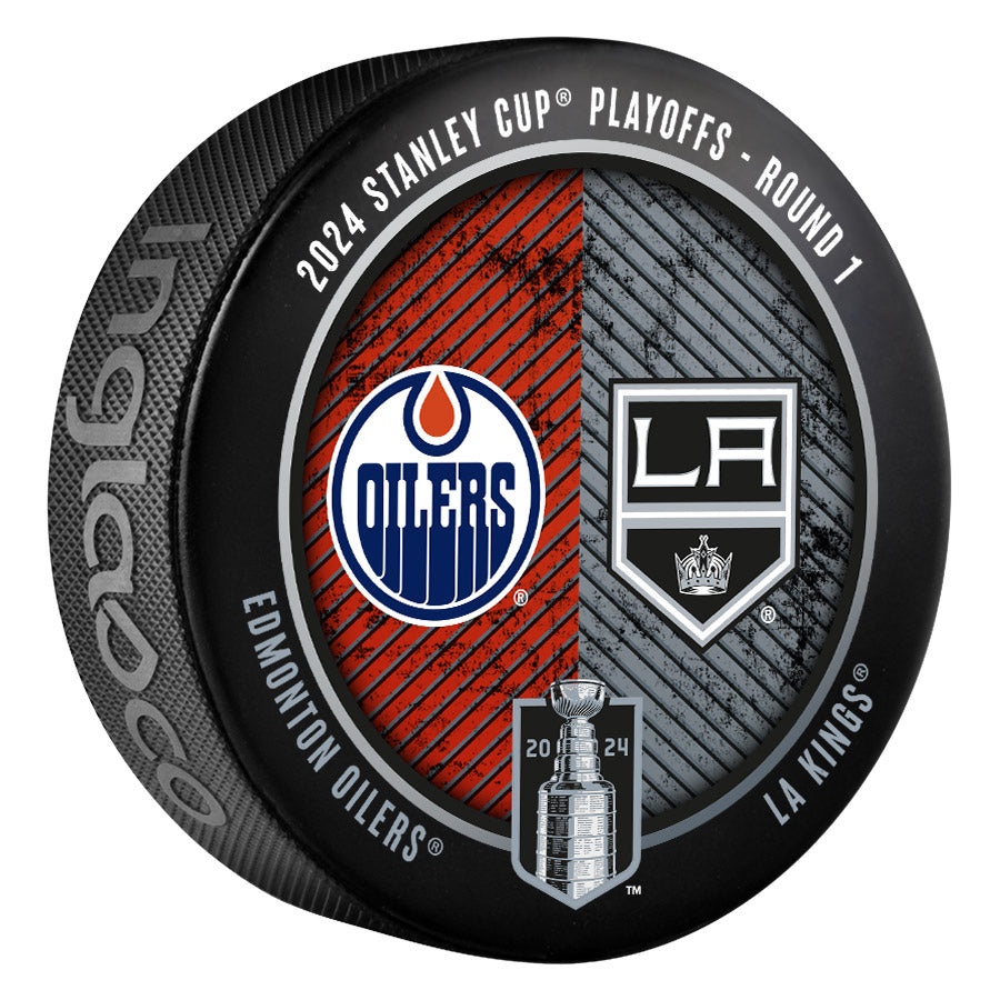 Edmonton Oilers 2024 Stanley Cup Playoffs Dueling Puck - Round 1 vs LA Kings