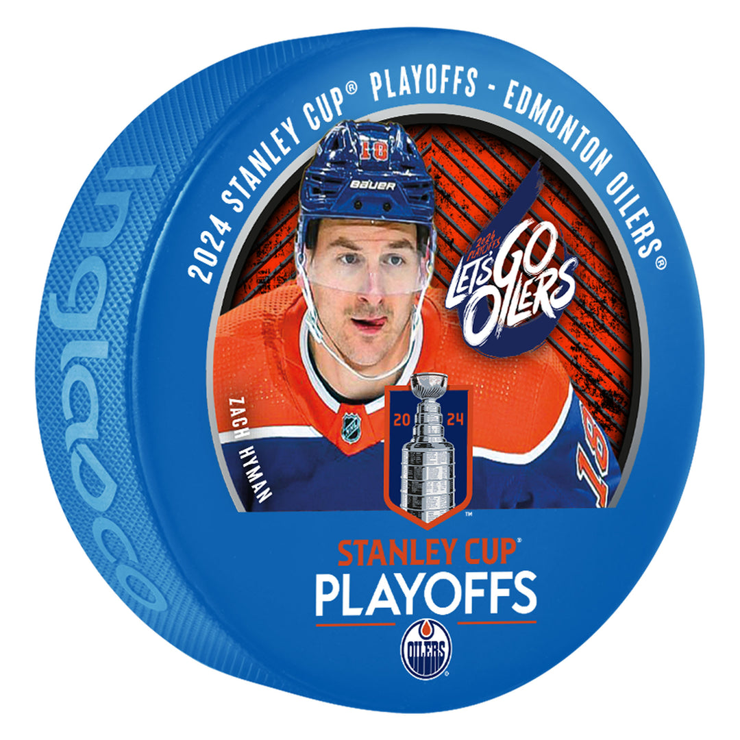 Zach Hyman Edmonton Oilers 2024 Stanley Cup Playoffs Blue Lock Up Puck