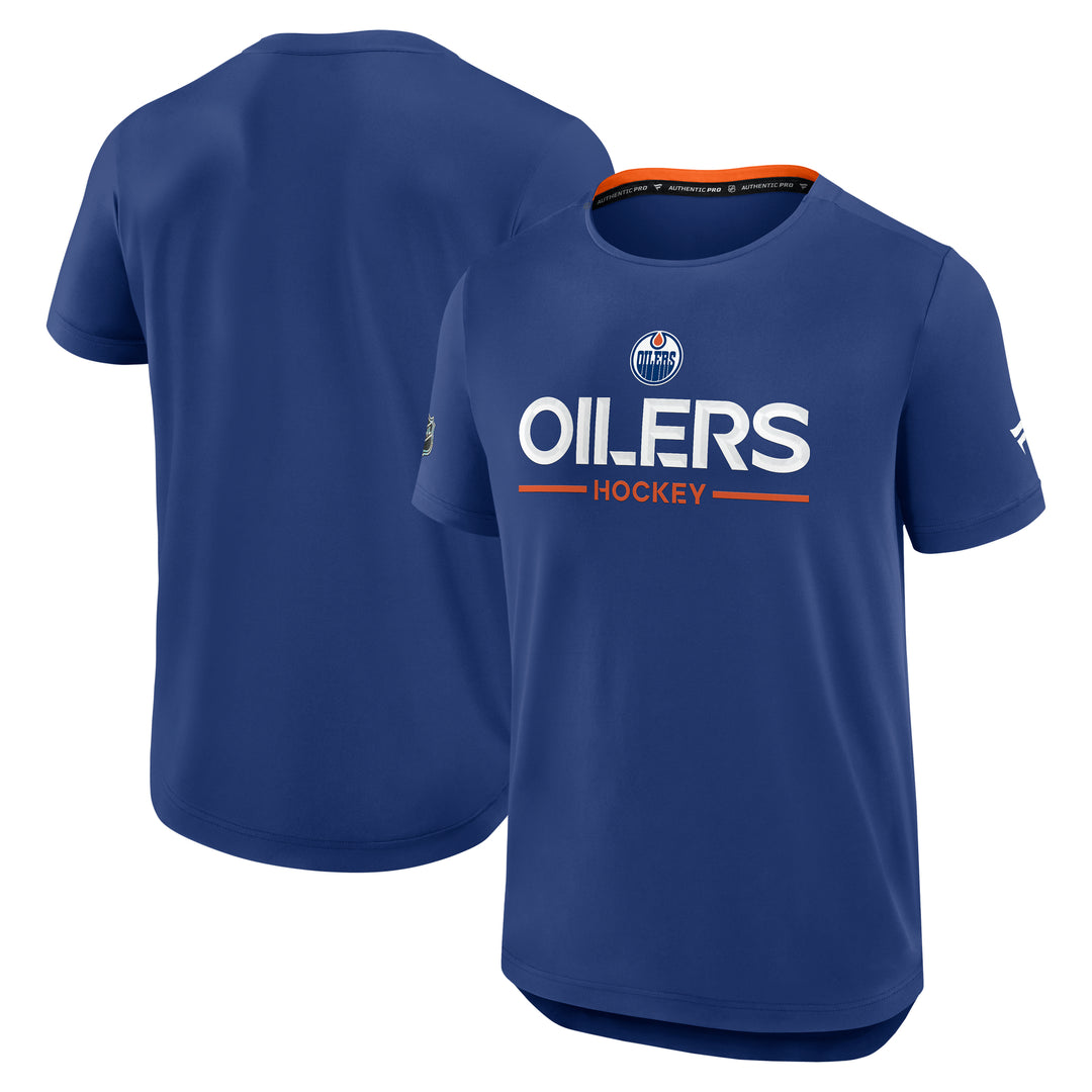 Edmonton Oilers 2025-26 Fanatics Authentic Pro Blue Rink Tech T-Shirt
