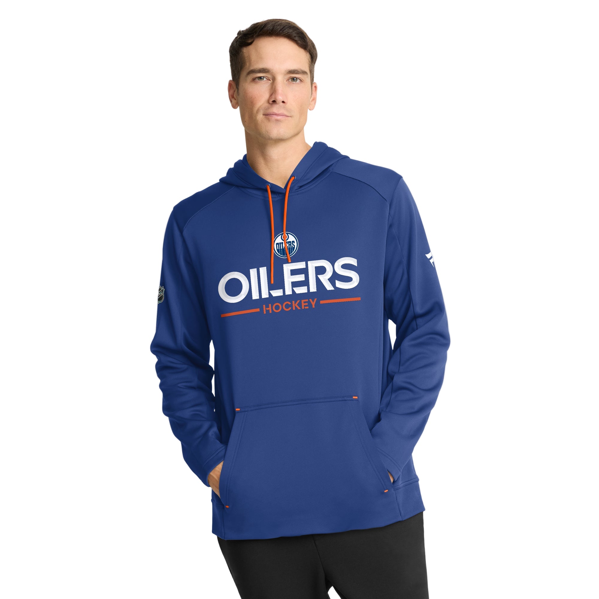 NHL　Edmonton Oilers　パーカー　レディスＬ　青　USA古着 Women's Edmonton Oilers '47 Brand Cropped Superior Lacer Fleece