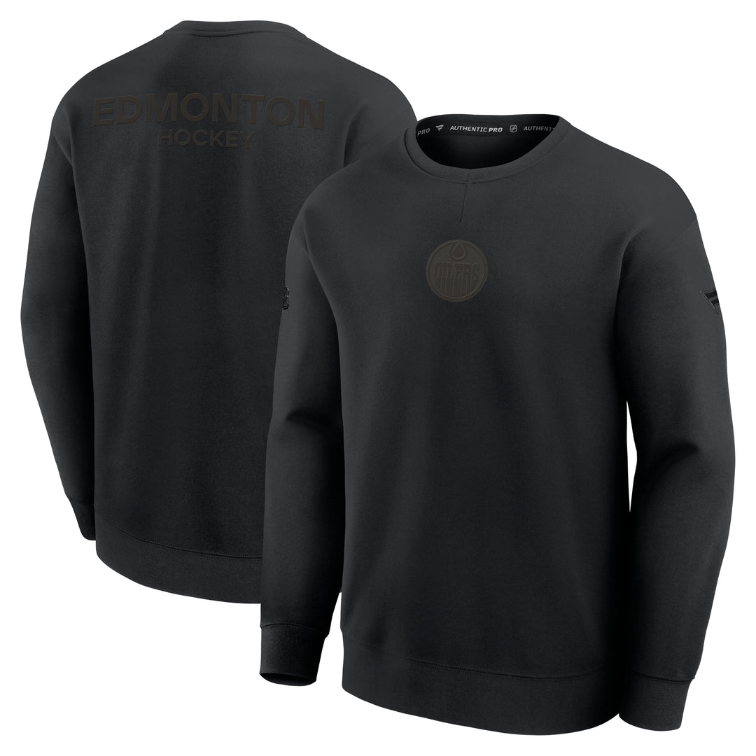 Edmonton Oilers 2025-26 Fanatics Authentic Pro Road Black Crewneck Sweatshirt
