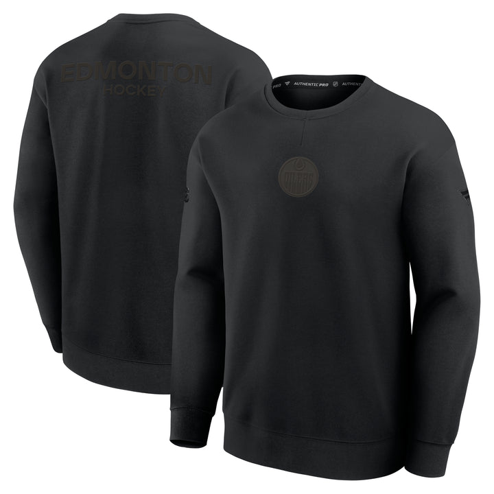 Edmonton Oilers 2025-26 Fanatics Authentic Pro Road Black Crewneck Sweatshirt
