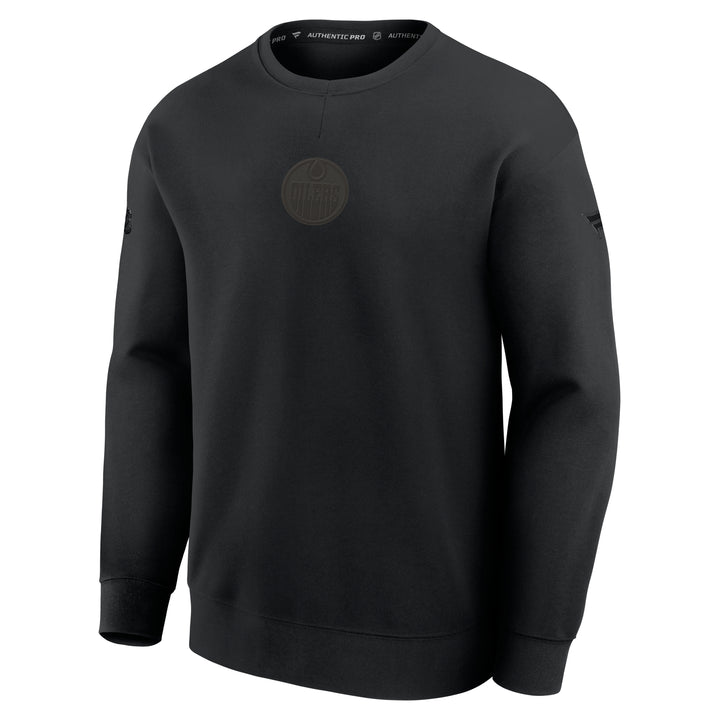 Edmonton Oilers 2025-26 Fanatics Authentic Pro Road Black Crewneck Sweatshirt
