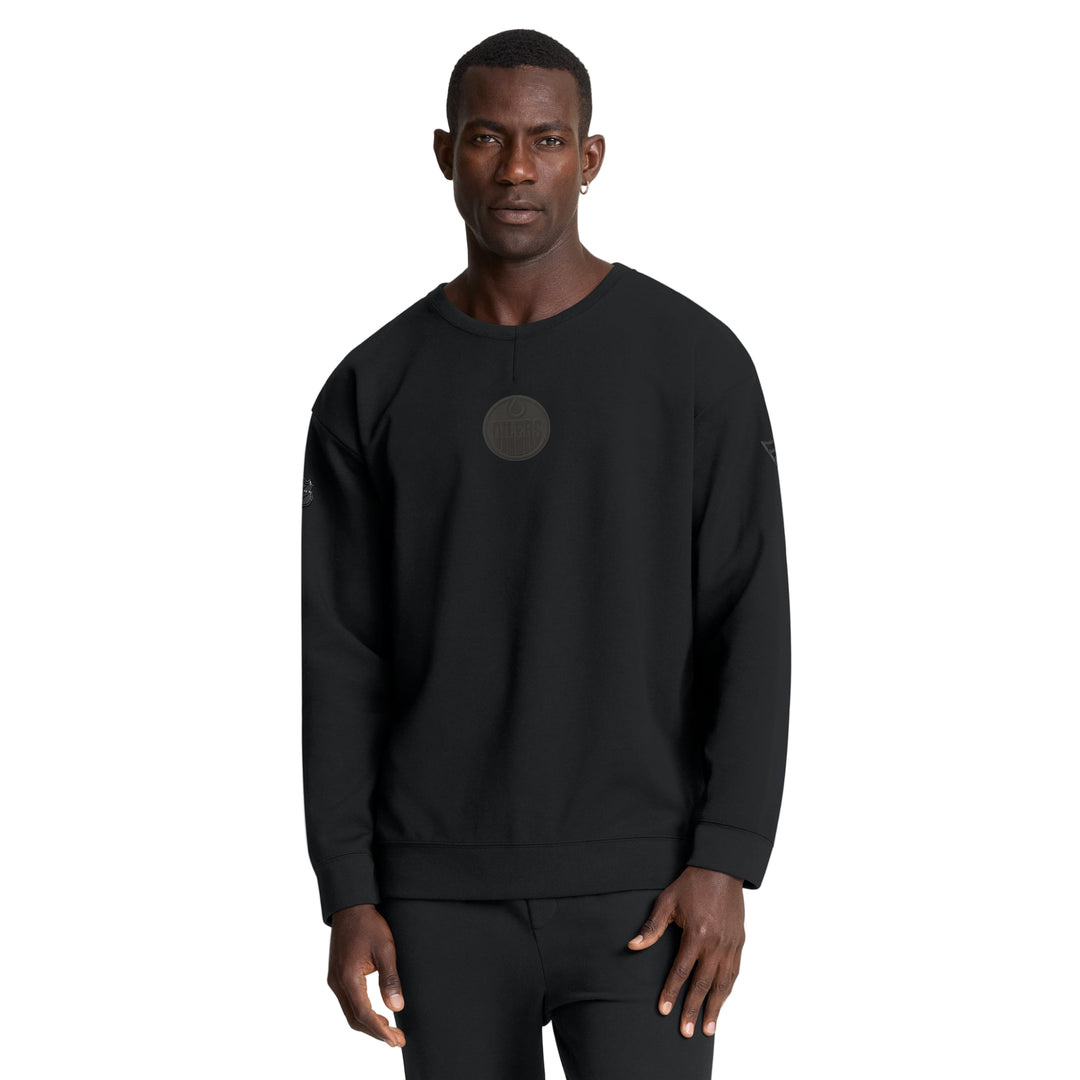 Edmonton Oilers 2025-26 Fanatics Authentic Pro Road Black Crewneck Sweatshirt