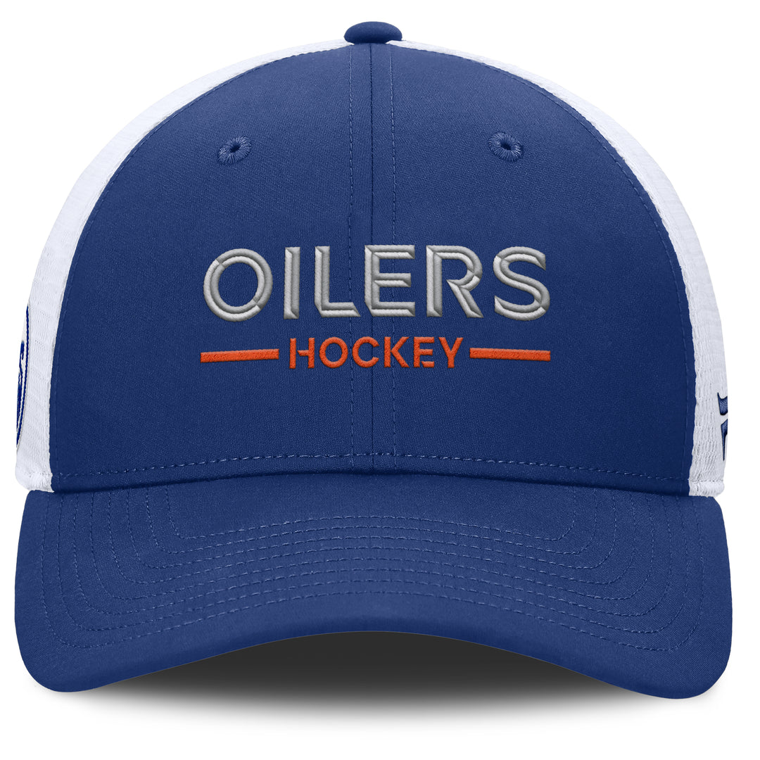 Edmonton Oilers Fanatics Blue 2025-26 Authentic Pro Rink 2 Mesh Snapback Hat