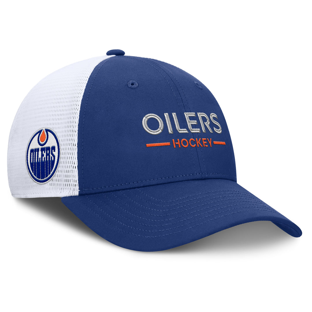 Edmonton Oilers Fanatics Blue 2025-26 Authentic Pro Rink 2 Mesh Snapback Hat