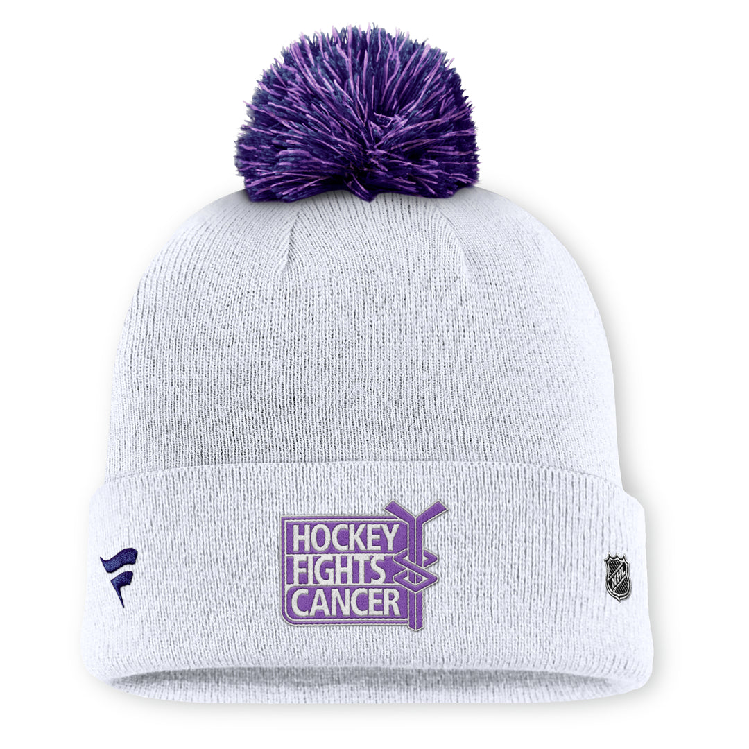 Edmonton Oilers 2025-26 Fanatics White Authentic Pro Hockey Fights Cancer Toque w/ Pom
