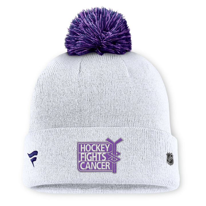 Edmonton Oilers 2025-26 Fanatics White Authentic Pro Hockey Fights Cancer Toque w/ Pom