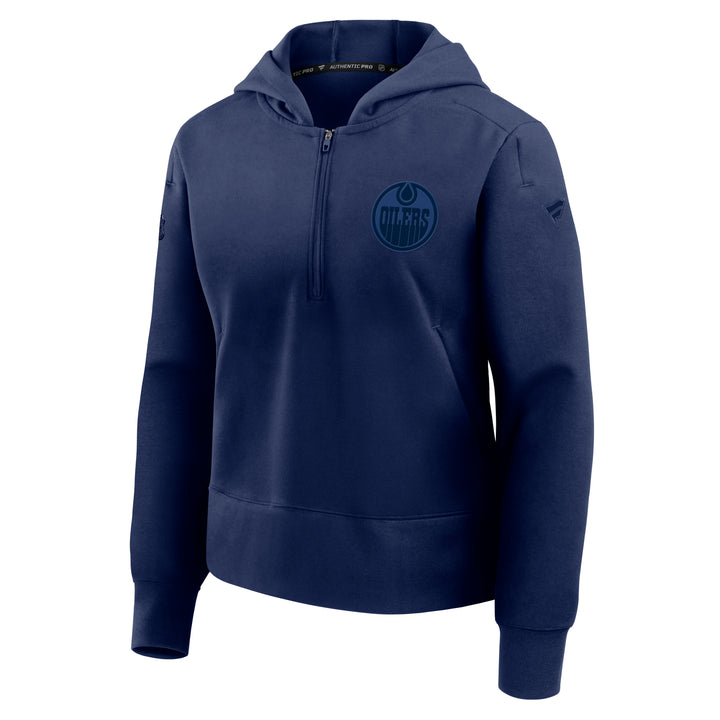 Edmonton Oilers 2025-26 Women's Fanatics Authentic Pro Navy Rink Half-Zip Sweatshirt