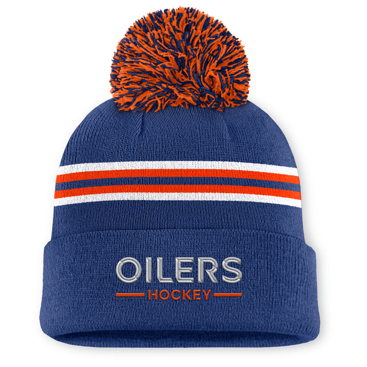 Edmonton Oilers 2025-26 Women's Fanatics Blue Authentic Pro Rink 15 Cuffed Toque w/Pom