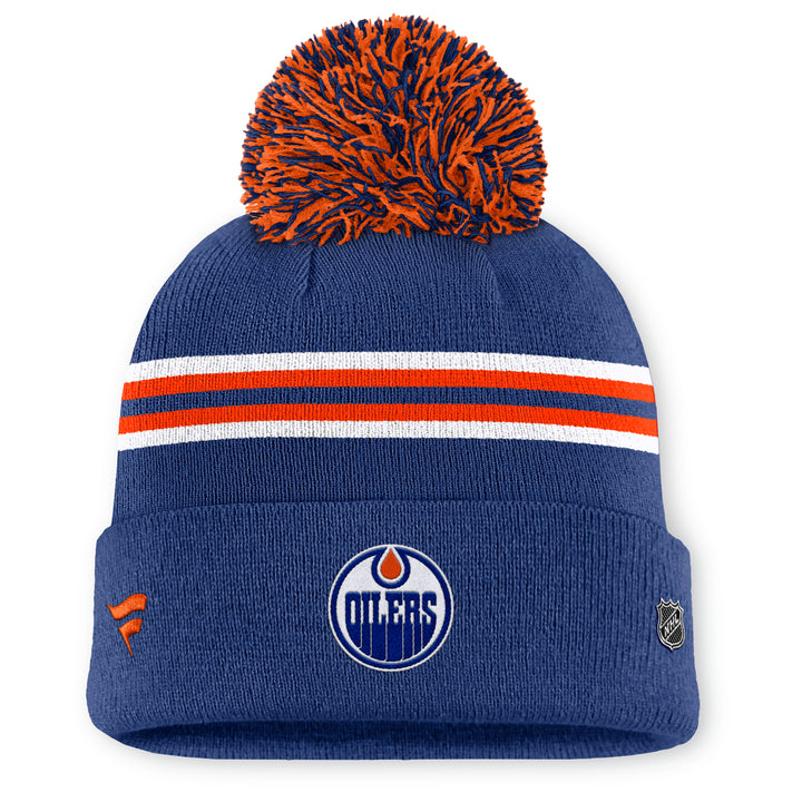 Edmonton Oilers 2025-26 Women's Fanatics Blue Authentic Pro Rink 15 Cuffed Toque w/Pom