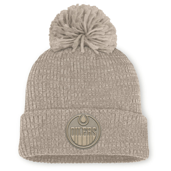 Edmonton Oilers 2025-26 Women's Fanatics Cream Authentic Pro Road Cuffed Knit Toque w/Pom
