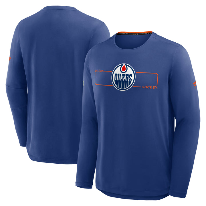 Edmonton Oilers 2026-27 Fanatics Authentic Pro Blue Rink Long Sleeve Tech Shirt