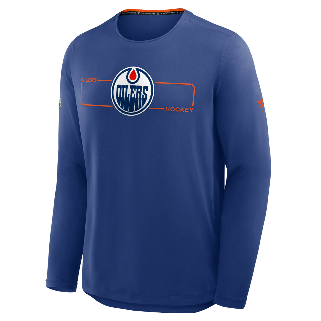 Edmonton Oilers 2026-27 Fanatics Authentic Pro Blue Rink Long Sleeve Tech Shirt