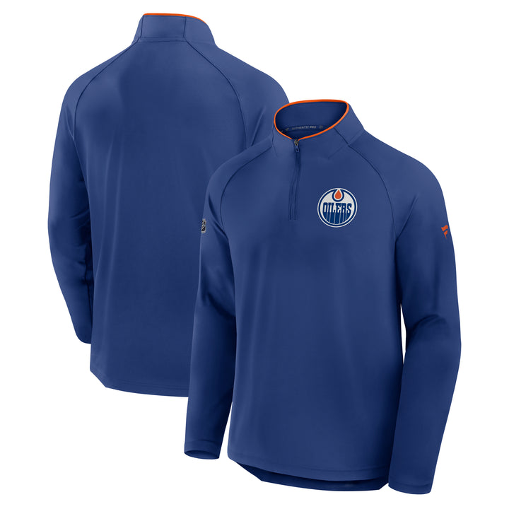 Edmonton Oilers 2026-27 Fanatics Authentic Pro Blue Raglan Lightweight Half-Zip Sweatshirt