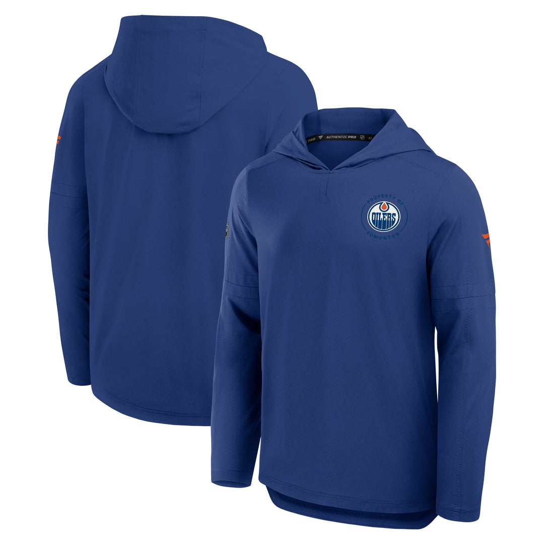 Edmonton Oilers 2026-27 Fanatics Authentic Pro Train Lightweight Pullover Blue Hoodie